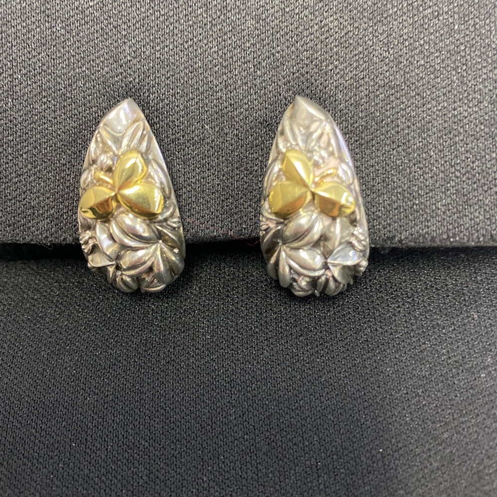 bill blass Retired Earrings 925 & 18 Karat Gold